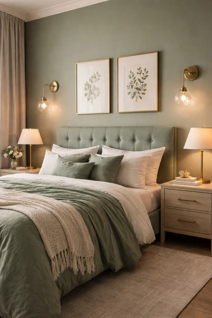 serene sage green bedroom decor