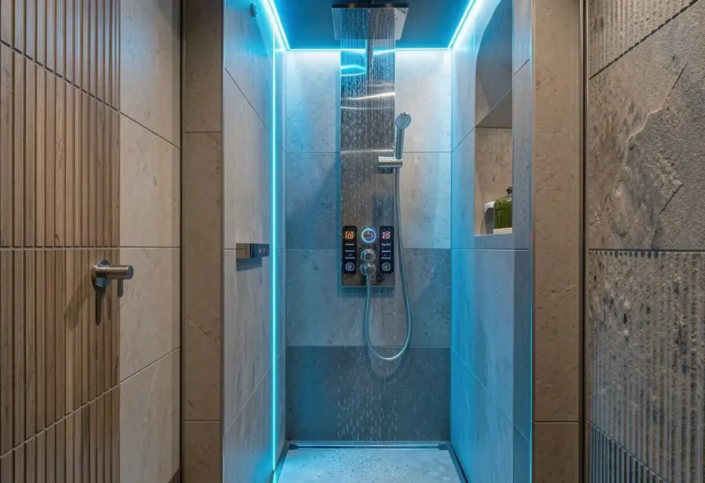 Stunning Shower Remodel Ideas 2026 to Copy 9. smart led shower upgrades
