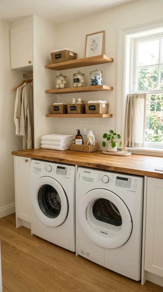 10 Laundry Room Organization Ideas That Change Everything counter folding station above wa… 202606281341