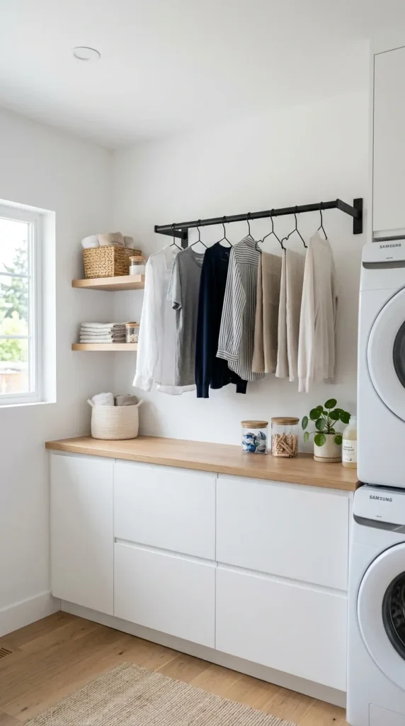 10 Laundry Room Organization Ideas That Change Everything hanging rod laundry room organiz… 202606281346