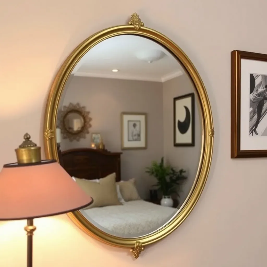 antique brass aged gold accent wall mirror bedroom warm decor