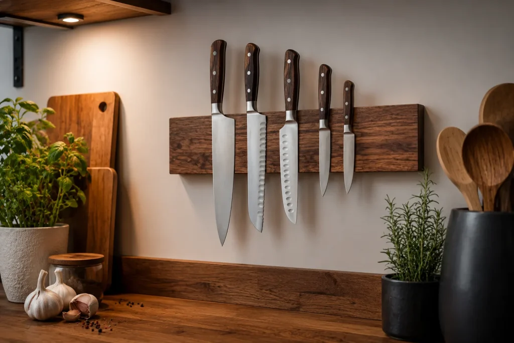 15 Wood Kitchen Ideas That Bring Warmth and Character to Any Home kitchen knife magnetic stand